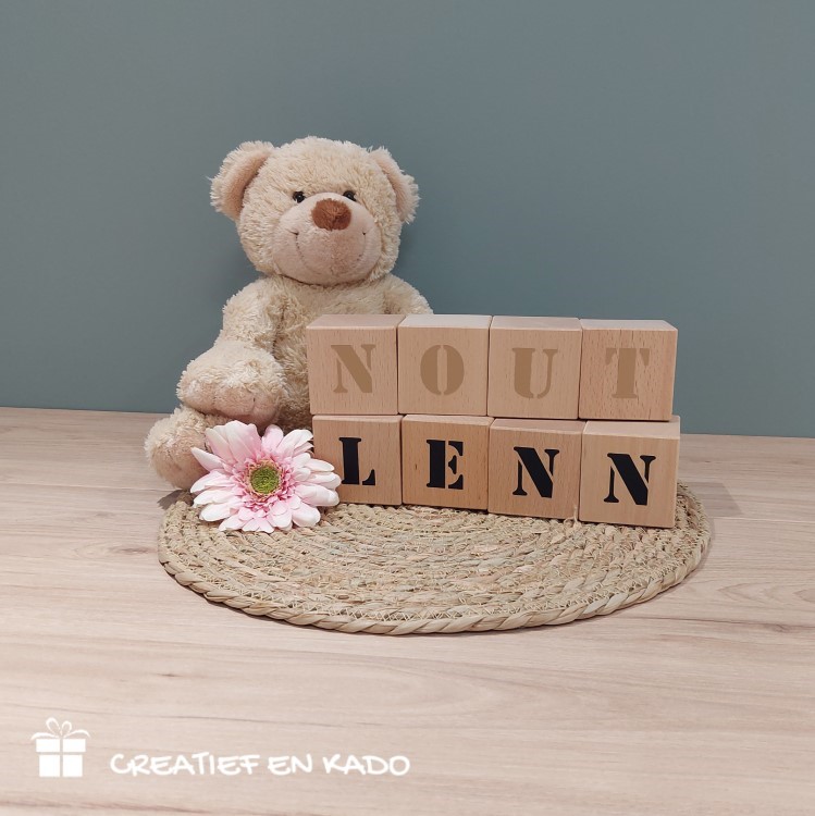 houten naamblokken Nout, houten naamblokken Lenn
