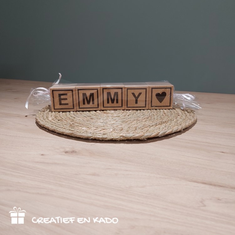 houten naamblokken mini, Benthe mint groen