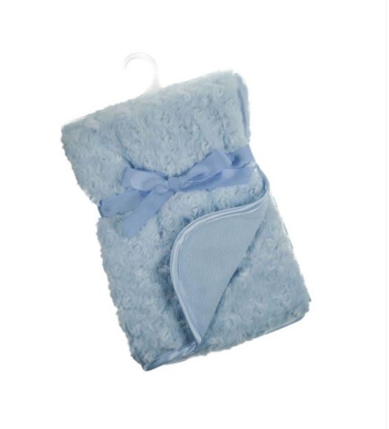 babydenken met naam bedrukt, blauw roosjes