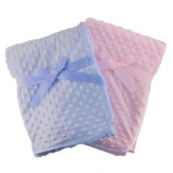 babydeken roze, babydeken blauw, roosjes