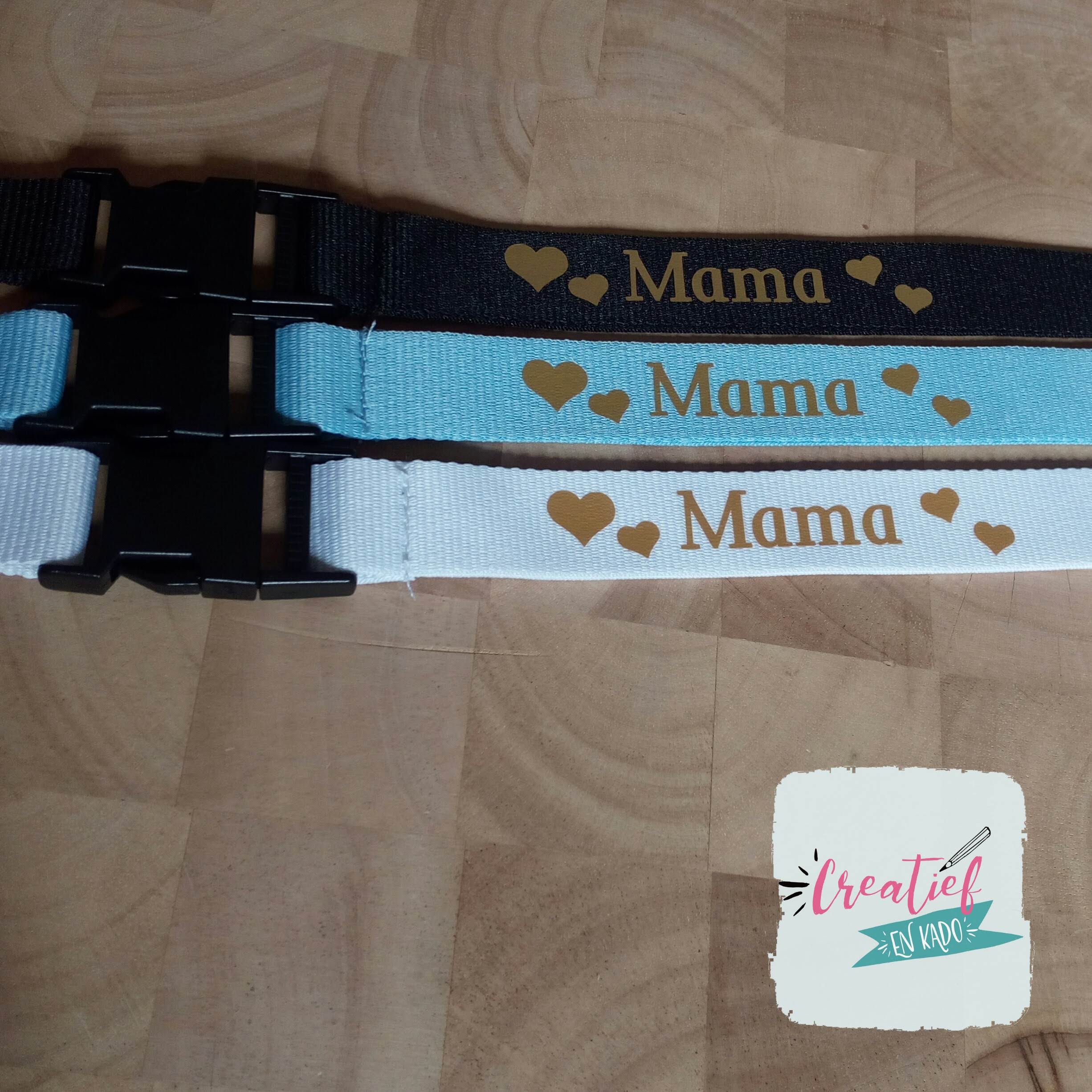 keycord voor mama, keycord wit, lichtblauw en zwart