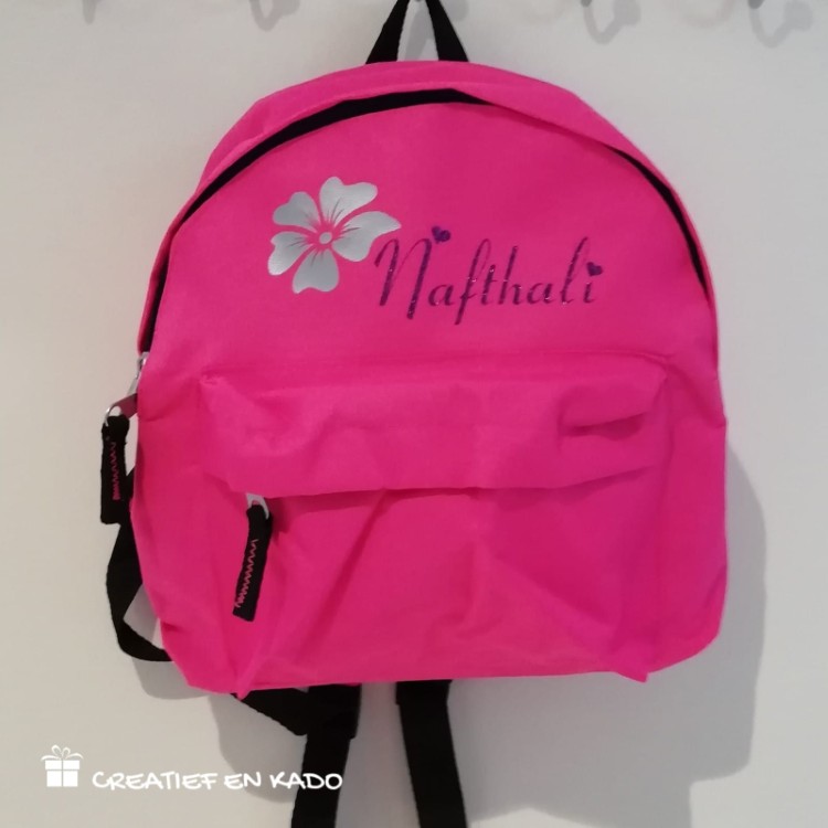 kinderrugtas fuchsia met naam
