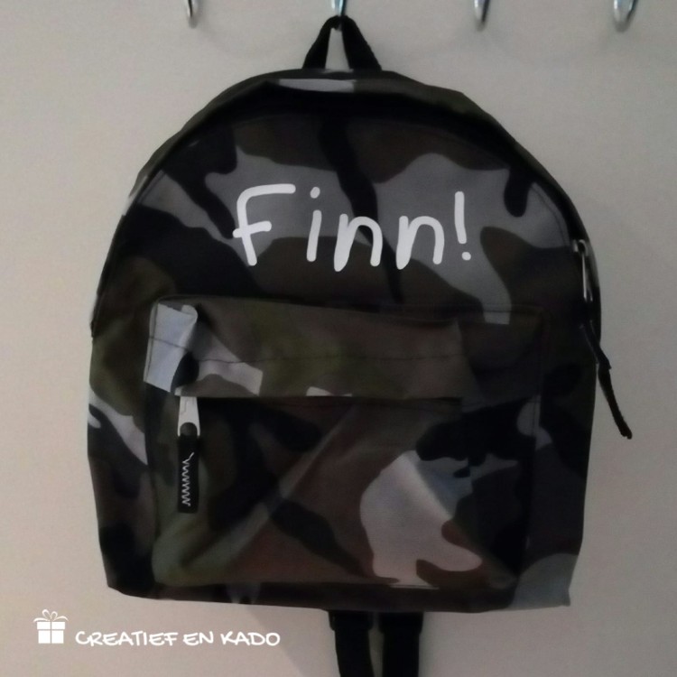 kinderrugzak camouflage met naam, Finn