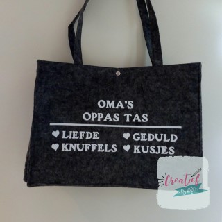 grote vilten tas antraciet grijs