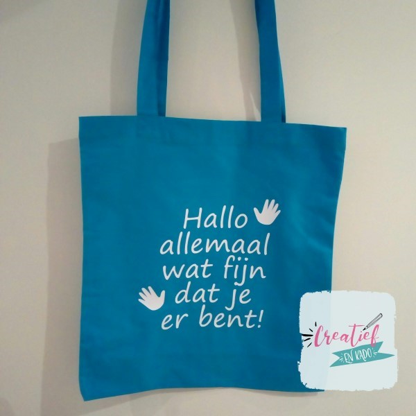 katoenen tas met eigen tekst, blauw