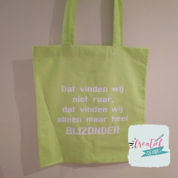 katoenen tas lime groen met eigen tekst