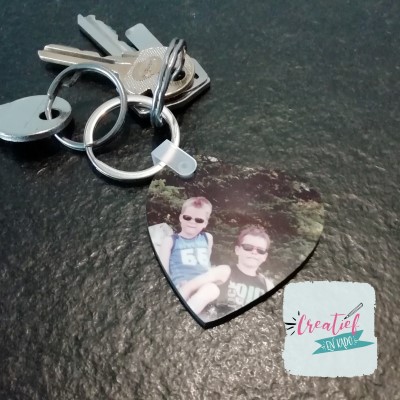 sleutelhanger hart met eigen foto mdf