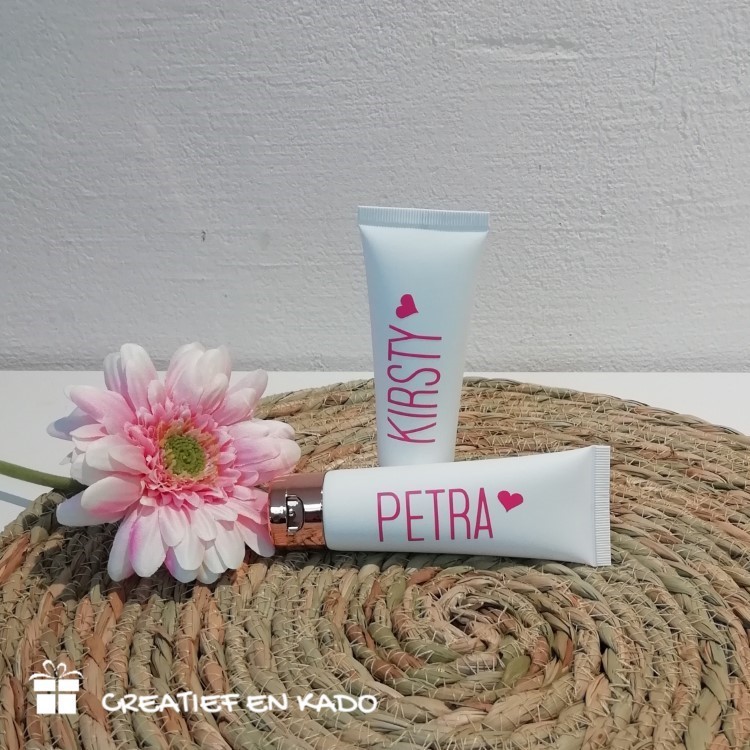 handcreme met naam, zwart tube handcrème met naam