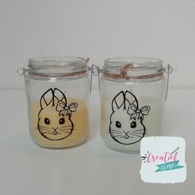 Kaarsje in glas Pasen, bunnygirl
