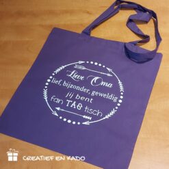 katoenen tas blauw lieve oma cirkel