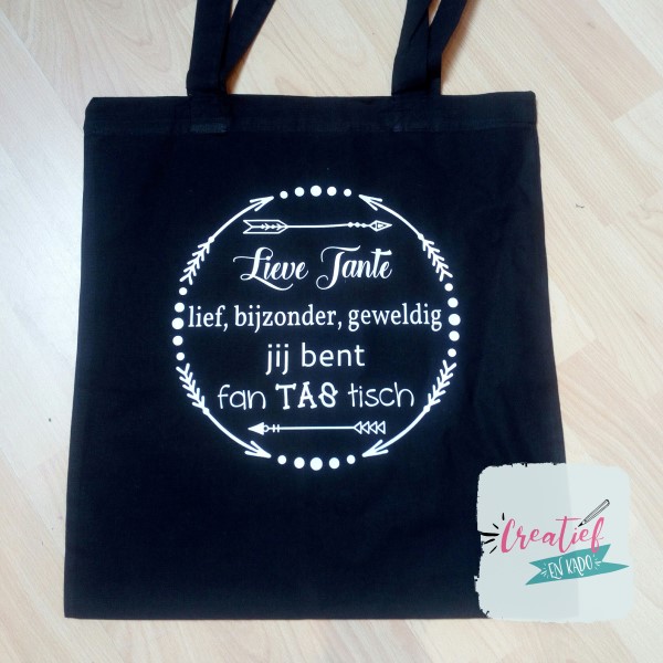 katoenen tas zwart tante