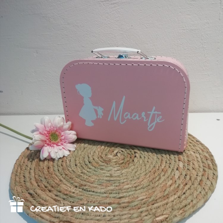 kinderkoffertje met naam, kinderkoffertje roze, koffertje Maartje