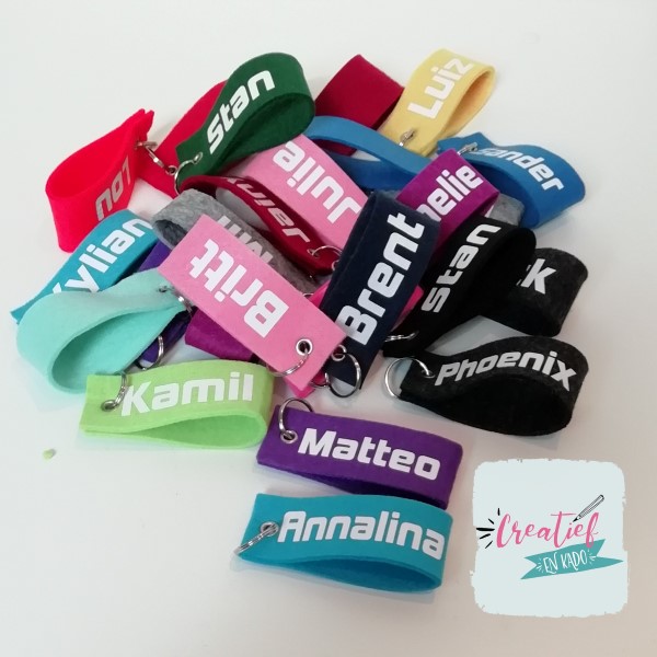 vilten sleutelhangers met naam