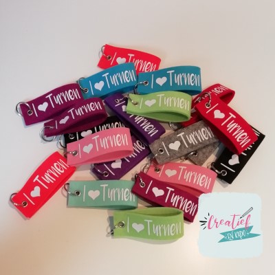 sleutelhanger turnen, sleutelhanger roze