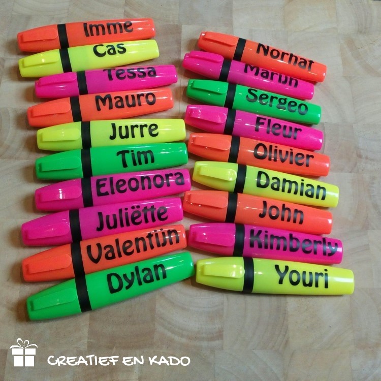 stift met naam, traktatie met naam
