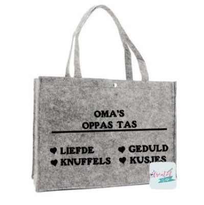 vilten tas grijs, oma's oppas tas