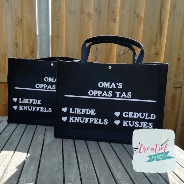 oma's oppas tas, vilten tas zwart