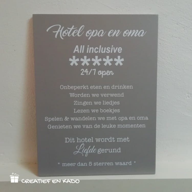 tekstbord hotel opa en oma
