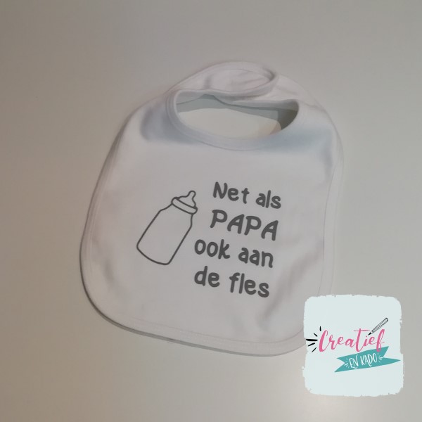 slabbetje wit Net als papa ook aan de fles