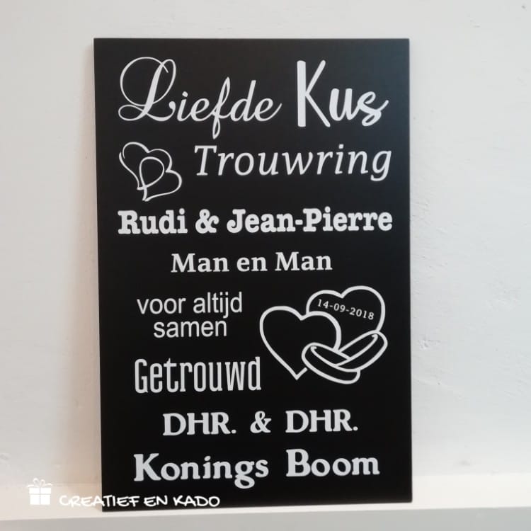 tekstbord huwelijk