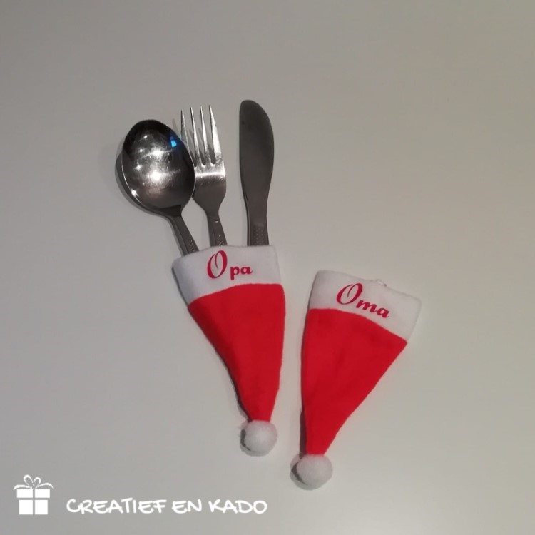 bestek kerstmutsjes met naam