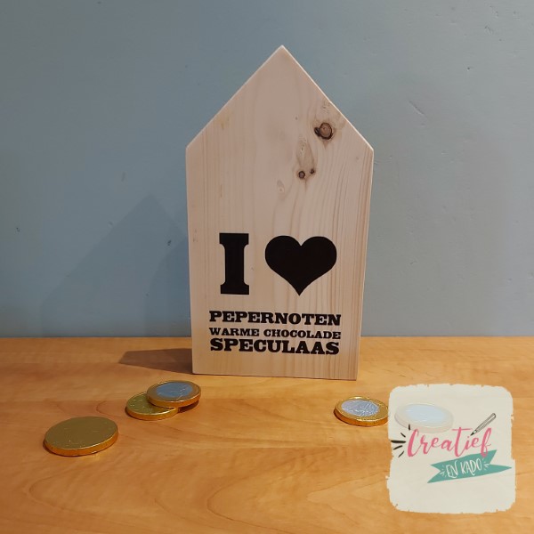houten huisje Sinterklaas, houten huisje I love pepernoten