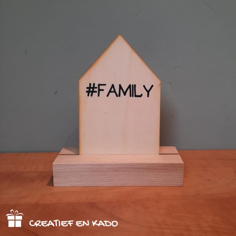 houten kaart #family, houten kaart eigen tekst