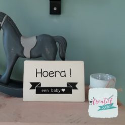 houten wenskaart hoera een baby