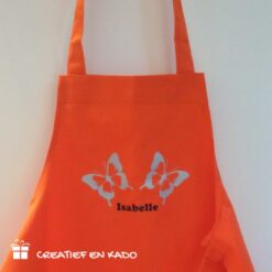 keukenschort kind oranje met naam. kinderschort met naam