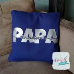 kussenhoes donker blauw papa met namen kinderen