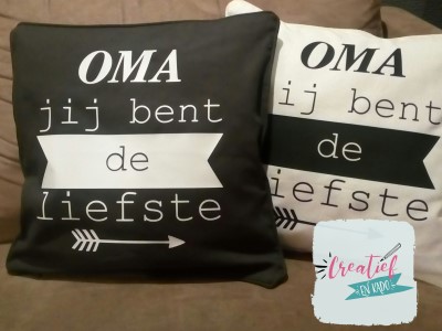 kussenhoes wit oma, kussenhoes zwart oma