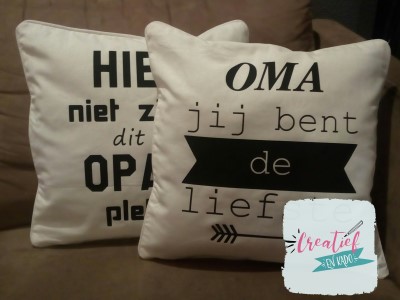 kussenhoes wit oma en opa