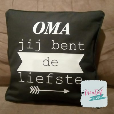 kussenhoes antraciet oma jij bent de liefste