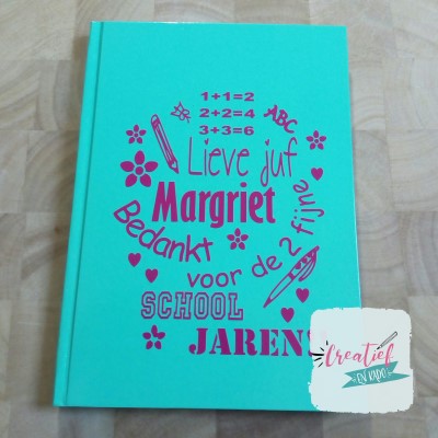 notitieboek juf, bedankt voor het afgelopen schooljaar mint