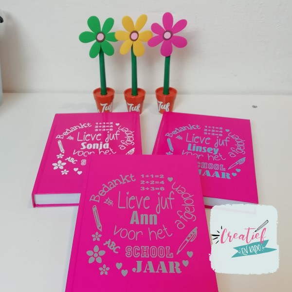 notitieboek juf roze
