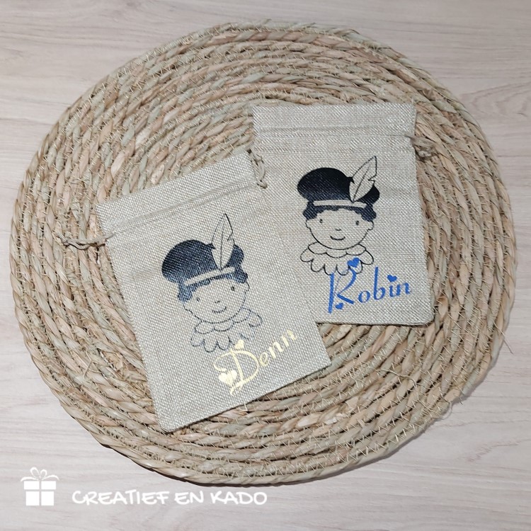 pepernootzakje met naam jute, pietenzakje met naam, sinterklaas zakje,