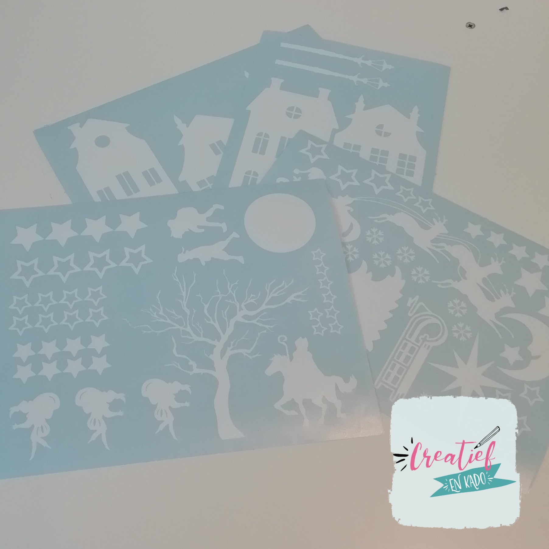 raamsticker sinterklaas + kerstmis thema straatje