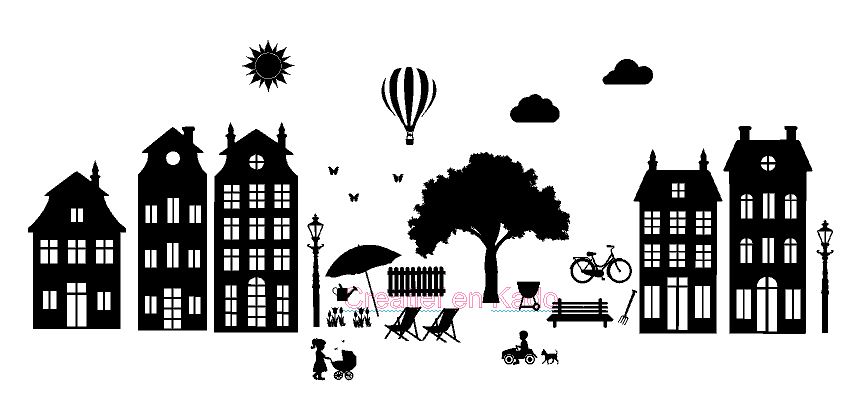 raamsticker zomer basis straatje, thema straatje zomer