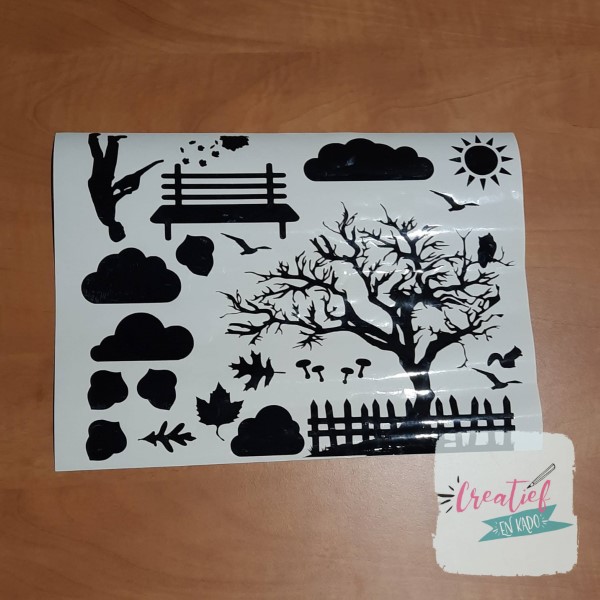 raamstickers herfst basis, thema straatje herfst