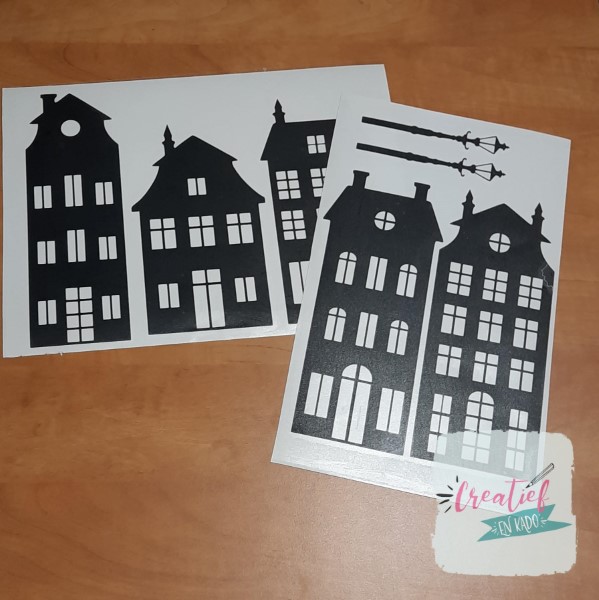 raamstickes huisjes, thema straatje huisjes