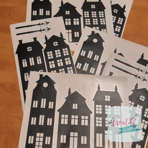 raamstickers huisjes, thema straatie