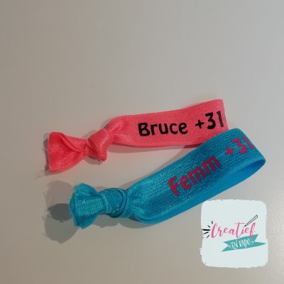 Sos armbandje met naam en telefoonnummer aqua