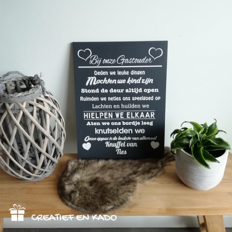 tekstbord gastouder antraciet
