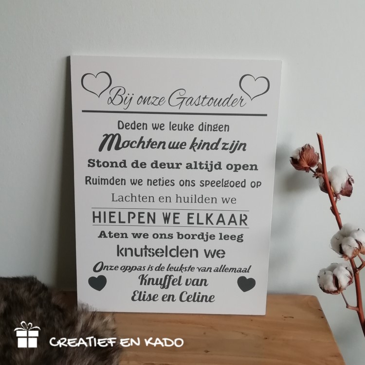 tekstbord gastouder wit