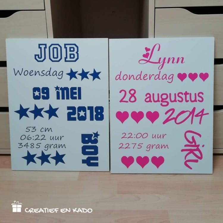 tekstbord geboorte jongen en tekstbord geboorte meisje