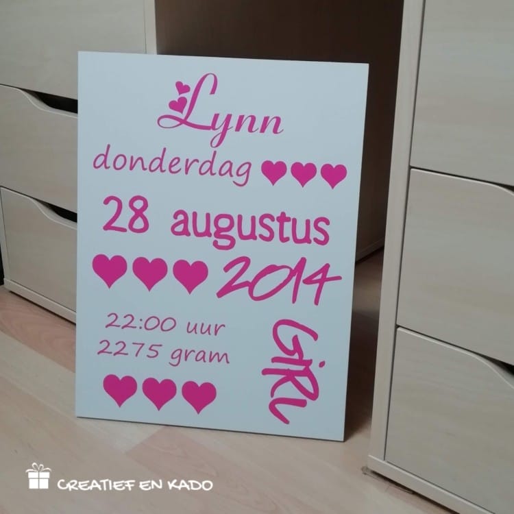 tekstbord geboorte meisje