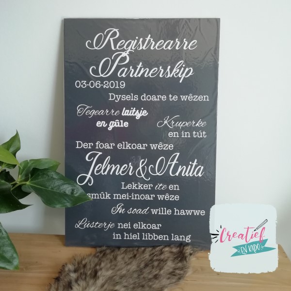 tekstbord Registrearre Partnerskip