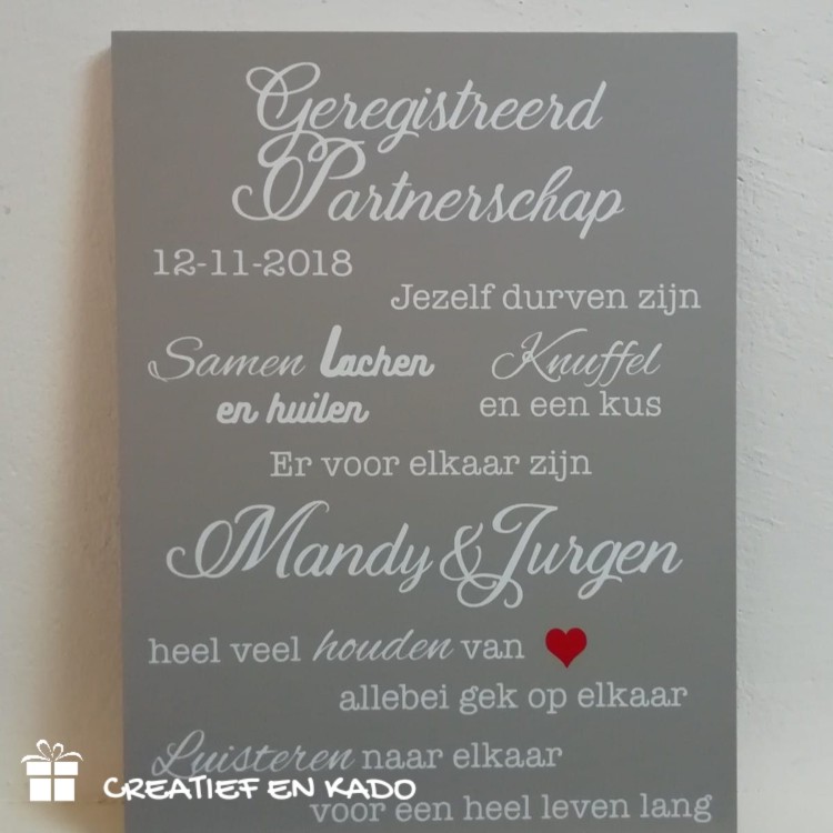 tekstbord geregistreerd partnerschap