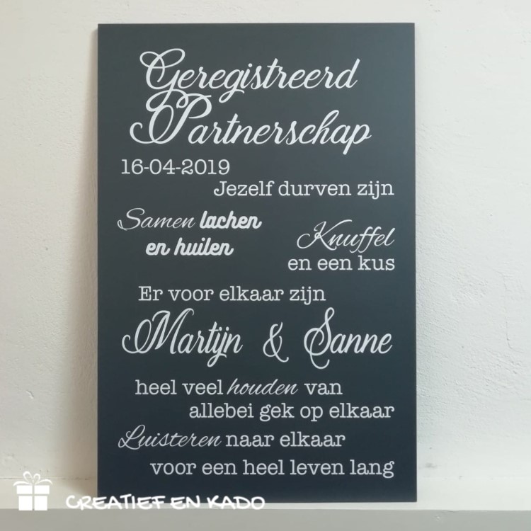 tekstbord geregistreerd partnerschap