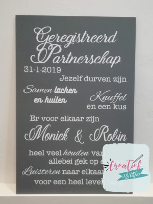 tekstbord geregistreerd partnerschap